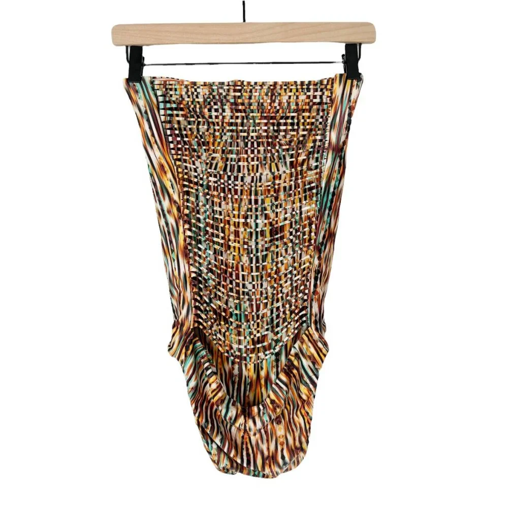 Anthropologie Lenny Niemeyer One Piece Open Strappy Back Strapless Boho Swimsuit - Picture 4 of 7